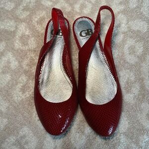 Gianni Bini Red Snakeskin Slingback Flats